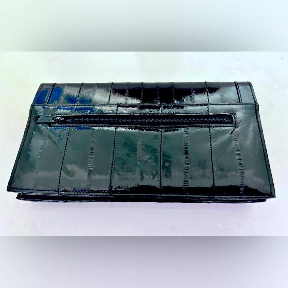 💥CLOSET KEPT!💥 Vintage Eel Skin Patent Baby Soft Leather Clutch Wallet Purse💥 - Picture 4 of 8